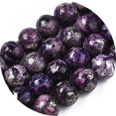 Assembled Synthetic Charoite and Pyrite Beads